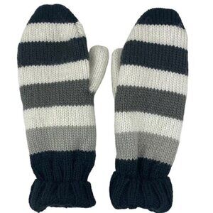 Hudson's Bay HBC Stripes Sterling Silver Striped Fleece Lined Knit Mittens S/M